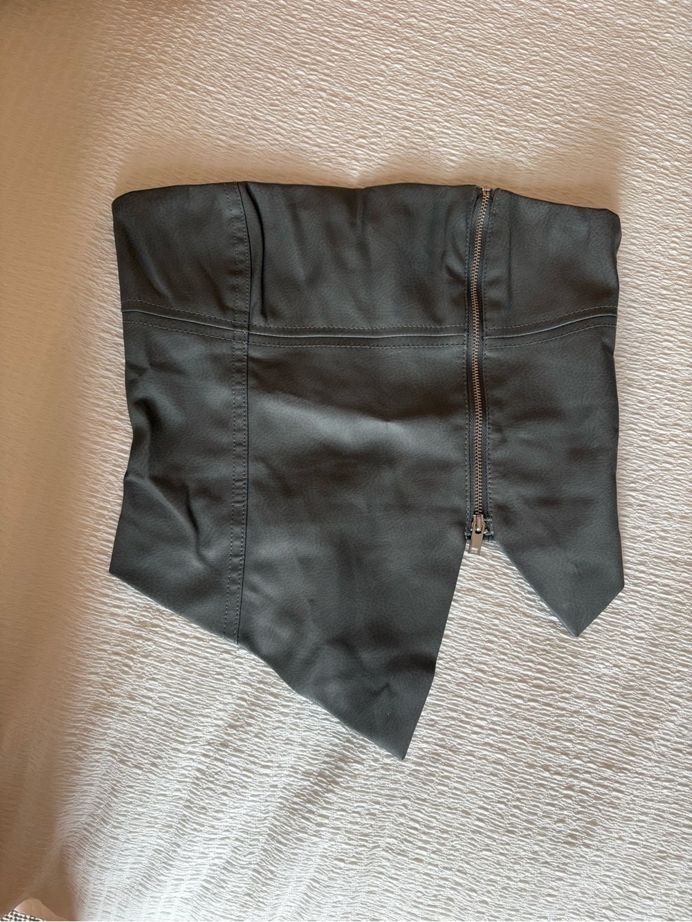 Bershka Olive Green Strapless Asymmetric Corset Top